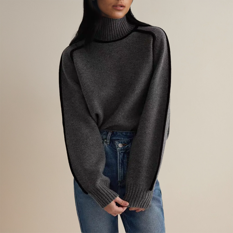 Koryn™ - Luksuriøs Turtleneck med Kontrasterende Detaljer