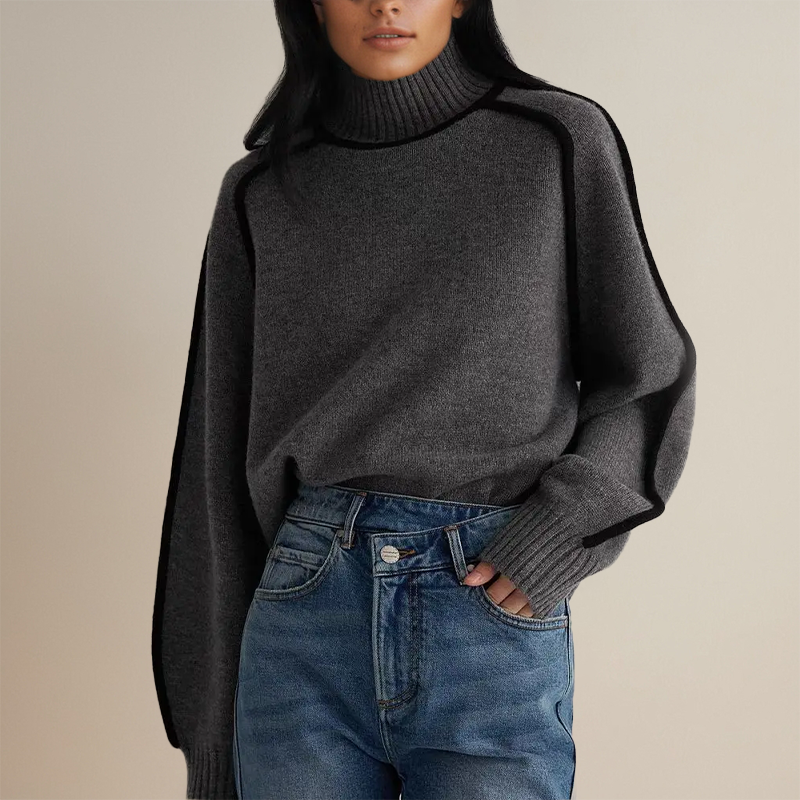 Koryn™ - Luksuriøs Turtleneck med Kontrasterende Detaljer